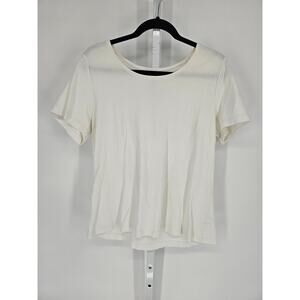 White Stag Women's White Cotton Scoop-Neck Short Sleeve T-Shirt Size XL